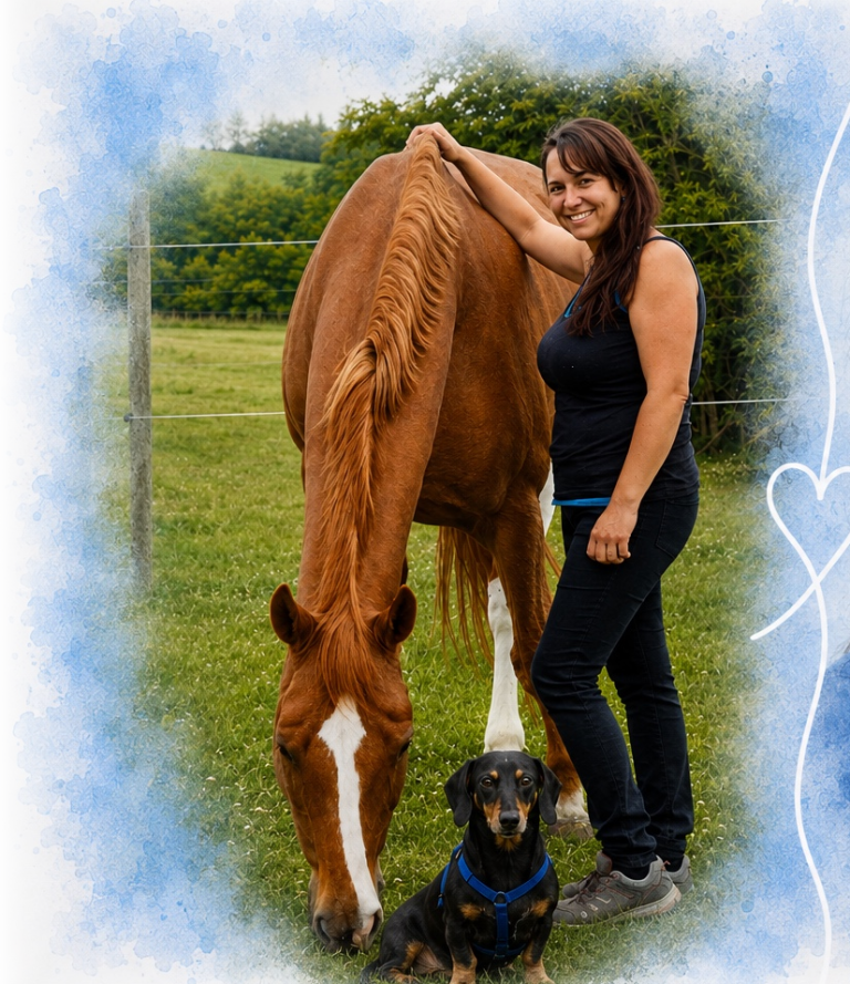 Juliette mit Pony Kati und Pferd Robi